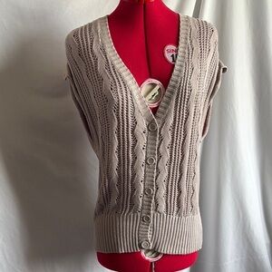 Andrea Jovine Taupe Knit Cardigan Vest LL140
